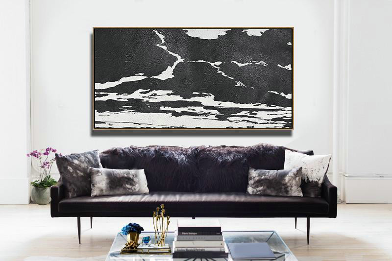Oversized Canvas Art,Oversized Horizontal Minimal Art On Canvas - Hand Painted Aclylic Painting On Canvas